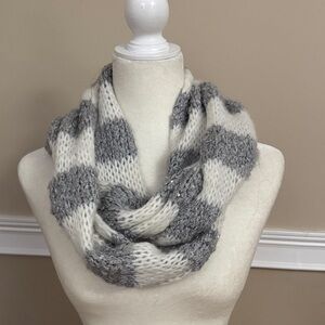 Abercrombie & Fitch Gray and White Sequin Knit Scarf
